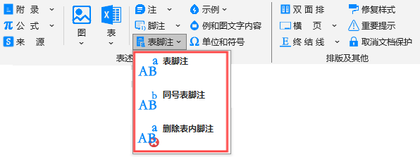 表脚注